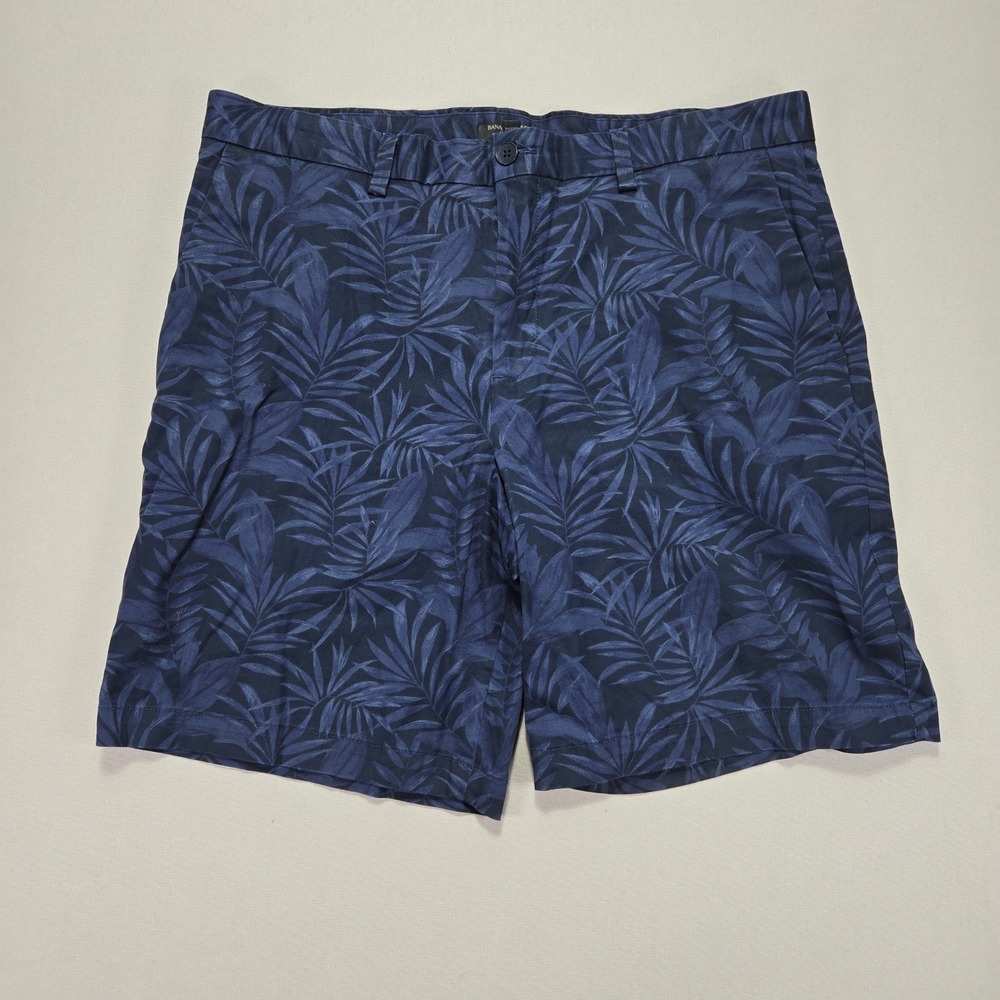 Banana Republic Aiden Floral Print Shorts Mens 36 Blue Casual